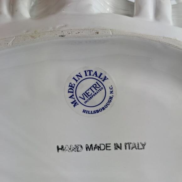 Handmade Italian Fused Glass Christmas Basket Veitri White Centerpiece Holiday - Picture 13 of 16